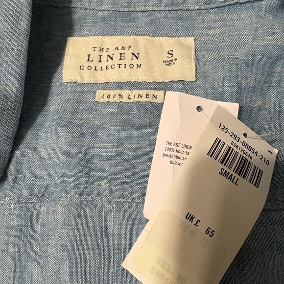 Men’s Abercrombie & Fitch Light Blue Linen Button Down. Long Sleeve. Office - Picture 5 of 11